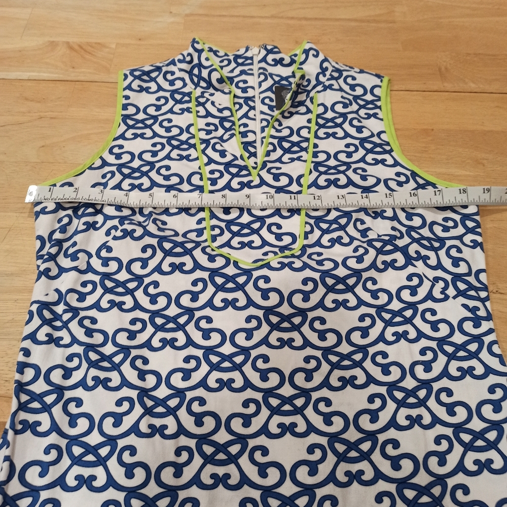Vince Camuto Navy Blue White Print Sleeveless Cotton Dress Size 6 - Picture 14 of 16
